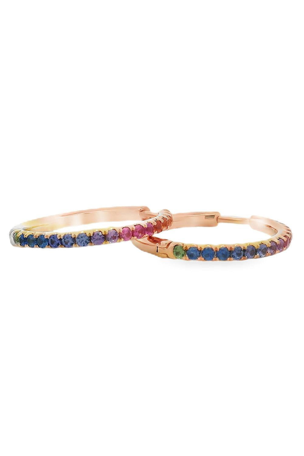 Sapphire Multi Color Hoop Earrings-ROSE GOLD-JEWELRYFINE JEWELEARRING-LISA NIK