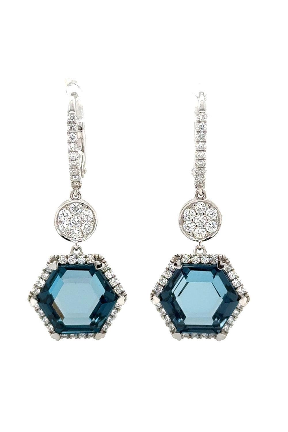 London Blue Topaz Hexagon Drop Earrings-WHITE GOLD-JEWELRYFINE JEWELEARRING-LISA NIK