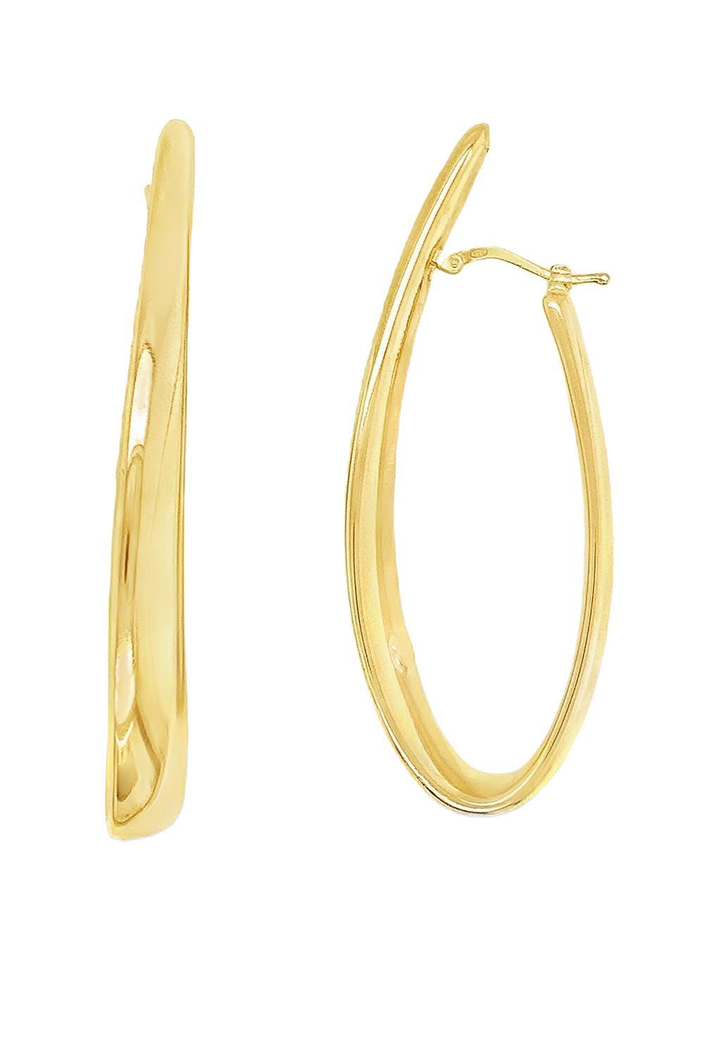 Elongated Curved Hoop Earrings-YELLOW GOLD-JEWELRYFINE JEWELEARRING-LISA NIK
