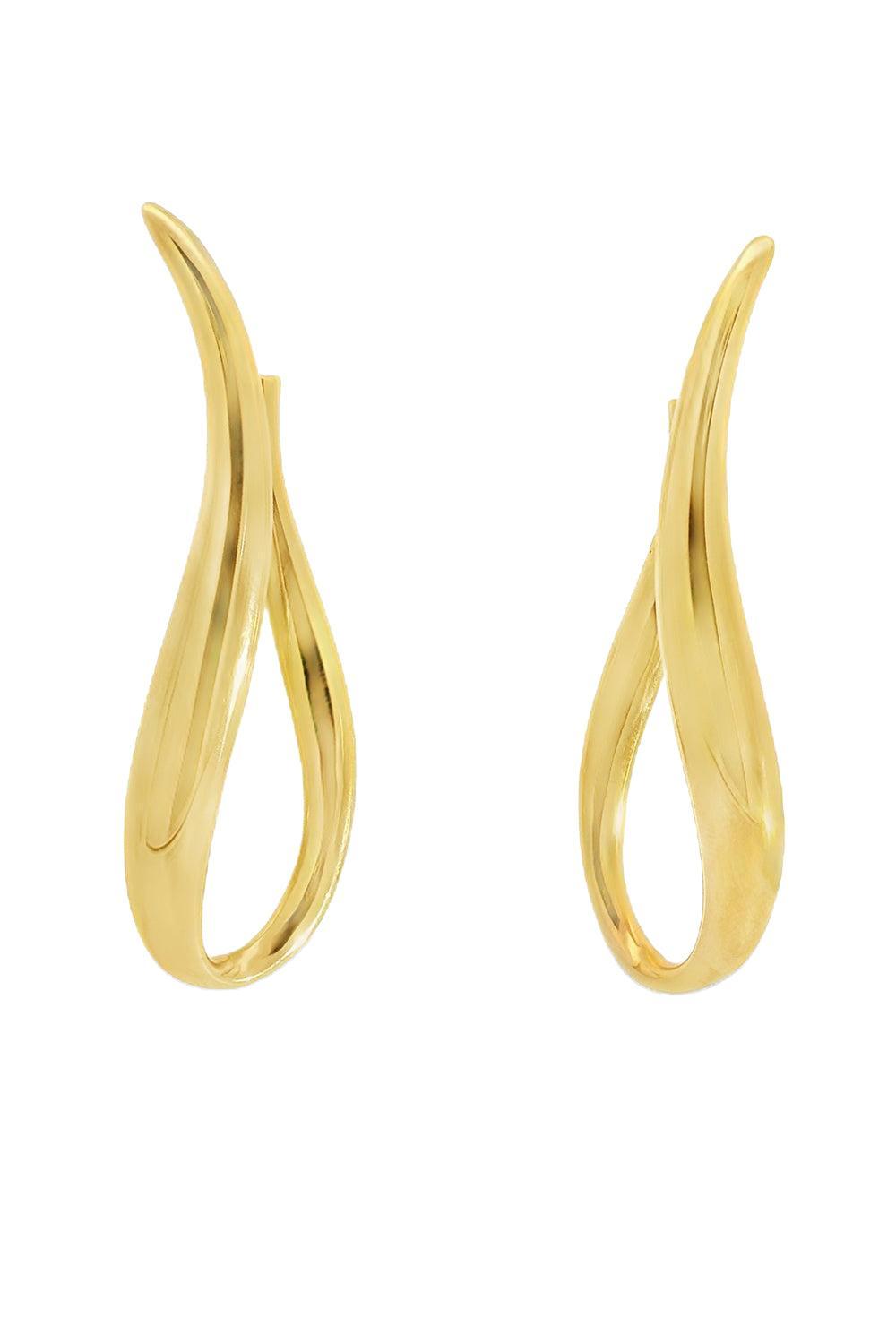 Elongated Wavy Earrings-YELLOW GOLD-JEWELRYFINE JEWELEARRING-LISA NIK