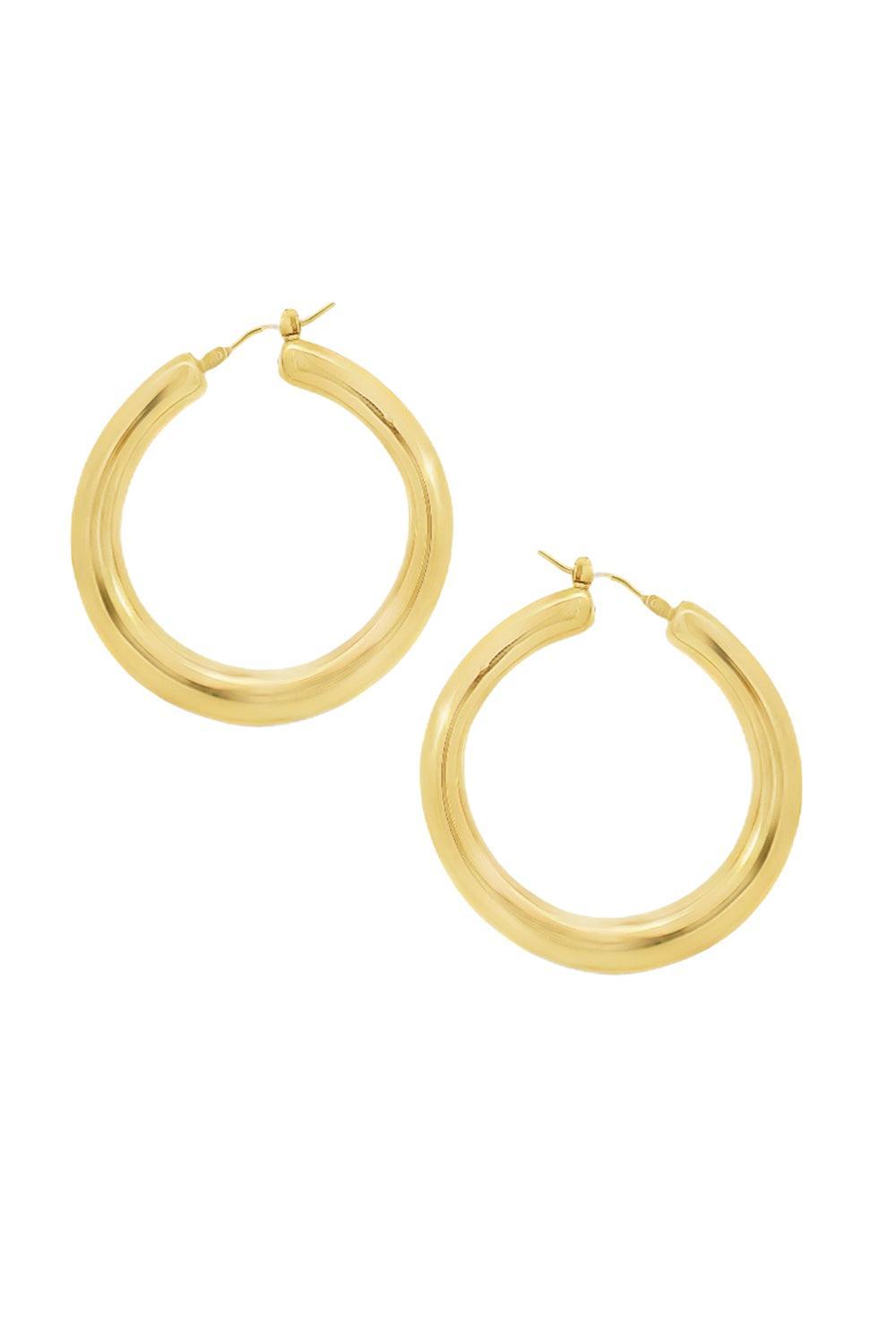 Round Hoop Earrings-YELLOW GOLD-JEWELRYFINE JEWELEARRING-LISA NIK