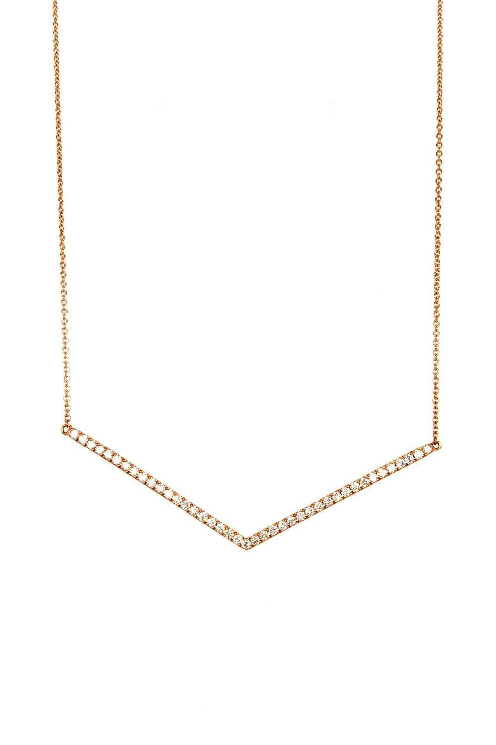 Diamond Chevron Necklace - Rose Gold-ROSE GOLD-JEWELRYFINE JEWELNECKLACE O-LISA NIK