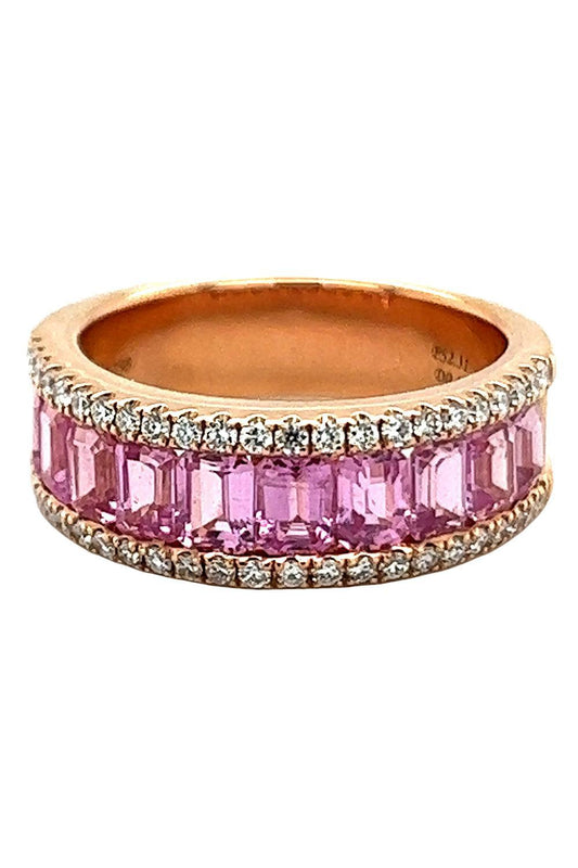 Pink Sapphire Diamonds Rainbow Collection Ring-ROSE GOLD-6-JEWELRYFINE JEWELRING-LISA NIK