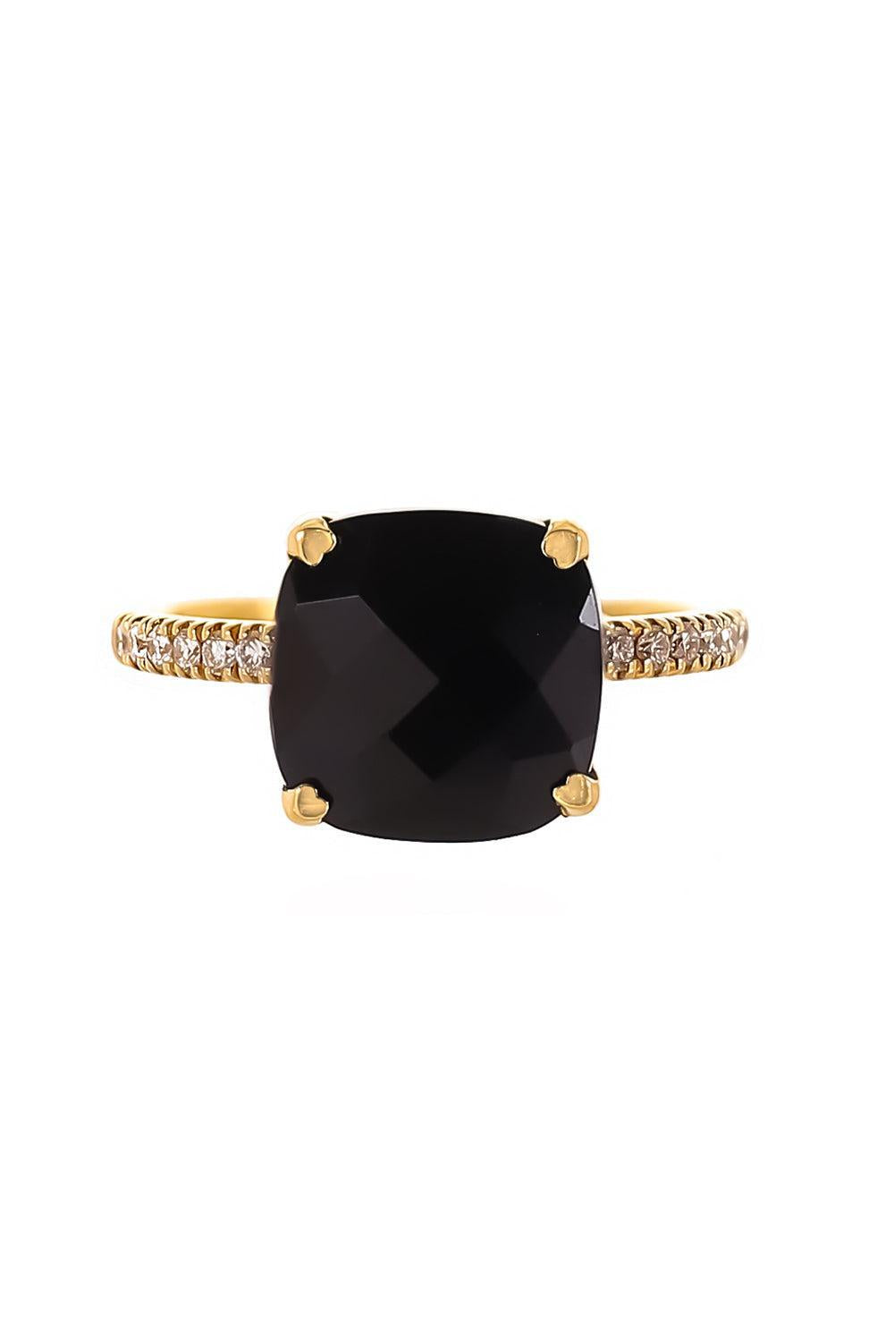 Diamond Black Onyx Cushion Ring-YELLOW GOLD-5.75-JEWELRYFINE JEWELRING-LISA NIK