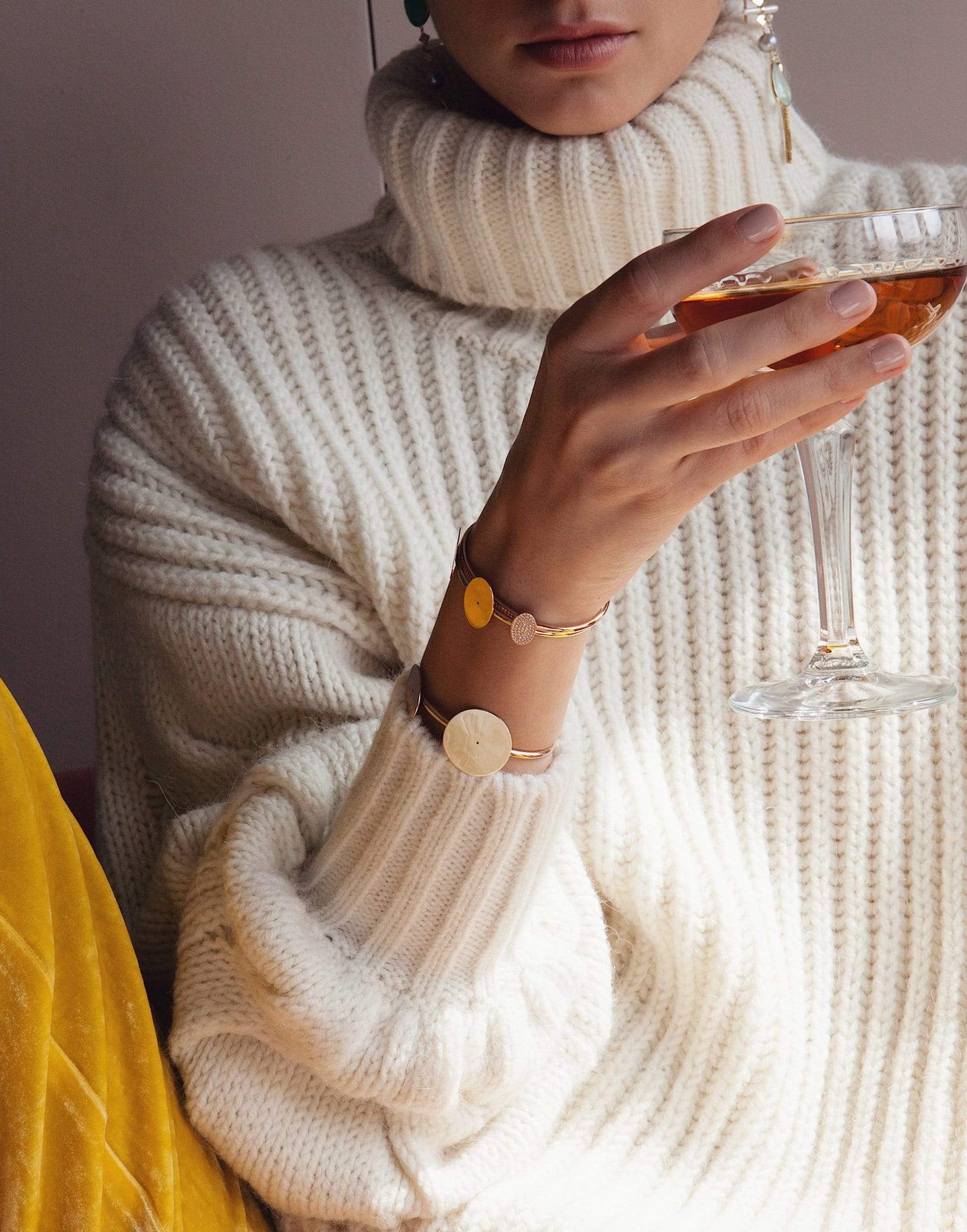 LITO-Gold Disc Cuff Bracelet-ROSE GOLD