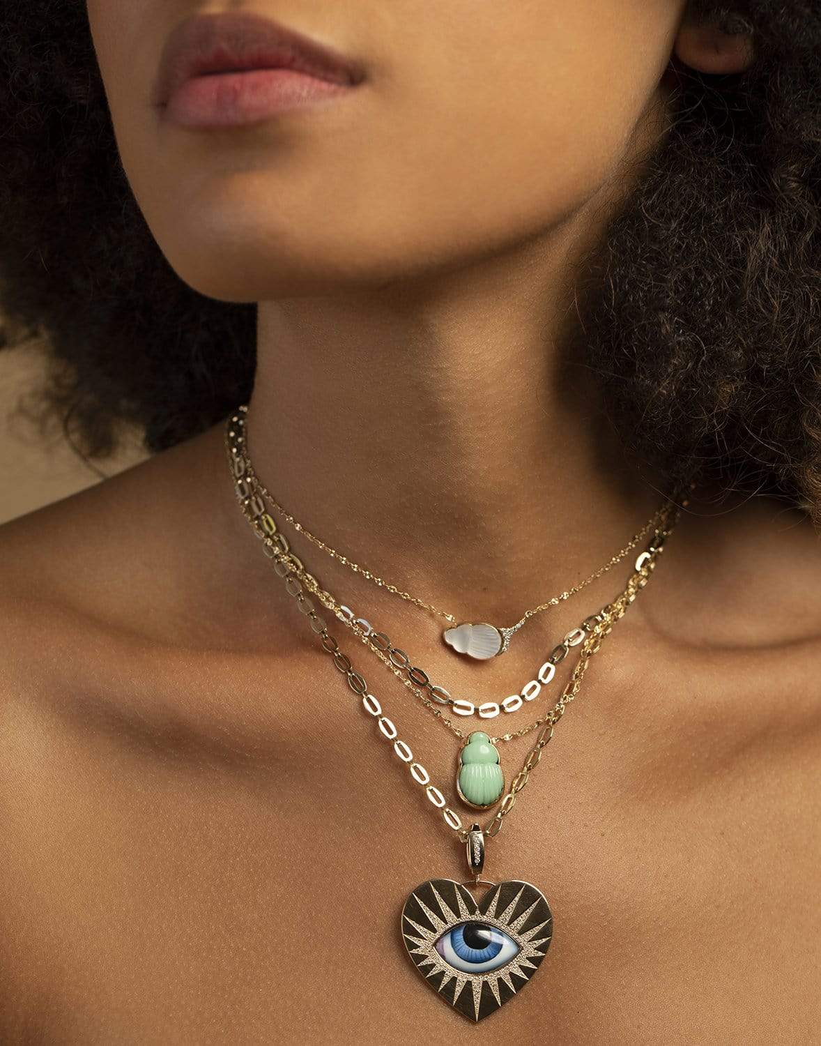 LITO-Daria Chrysoprase Scarab Necklace-YELLOW GOLD