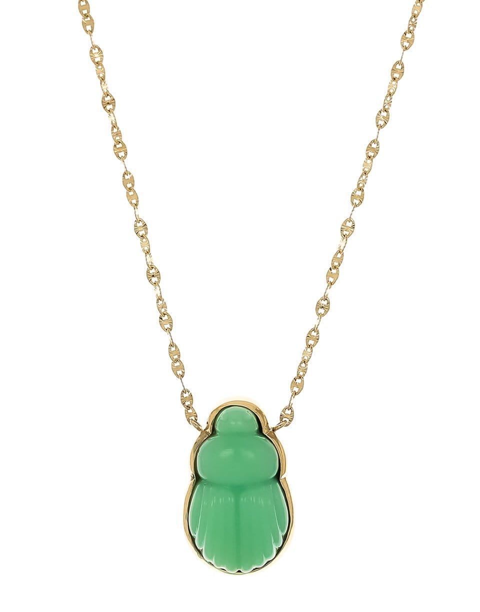 LITO-Daria Chrysoprase Scarab Necklace-YELLOW GOLD