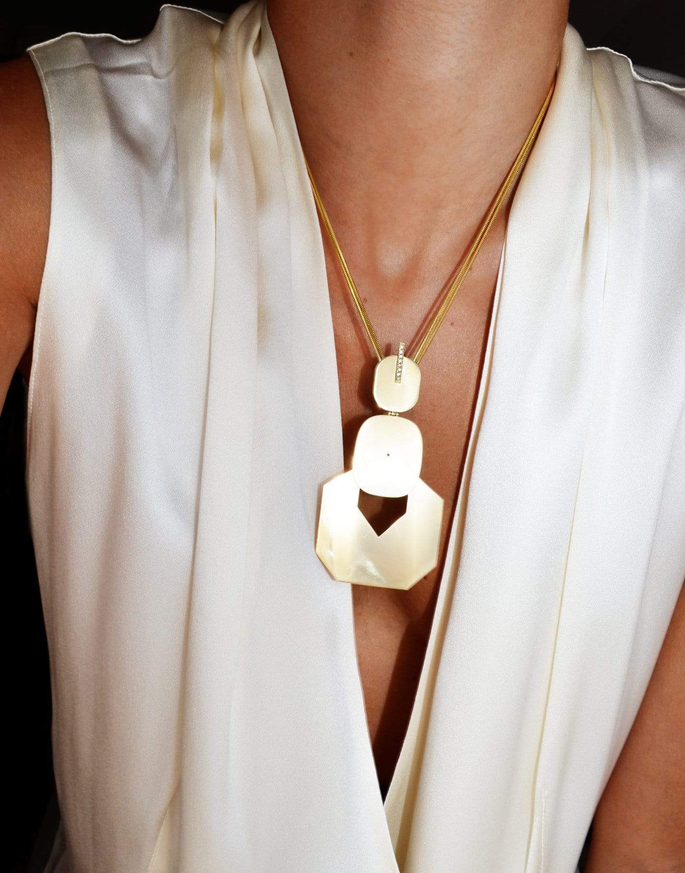 LITO-Gold Square And Hexagon Pendant Necklace-YELLOW GOLD