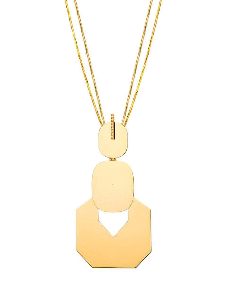 LITO-Gold Square And Hexagon Pendant Necklace-YELLOW GOLD