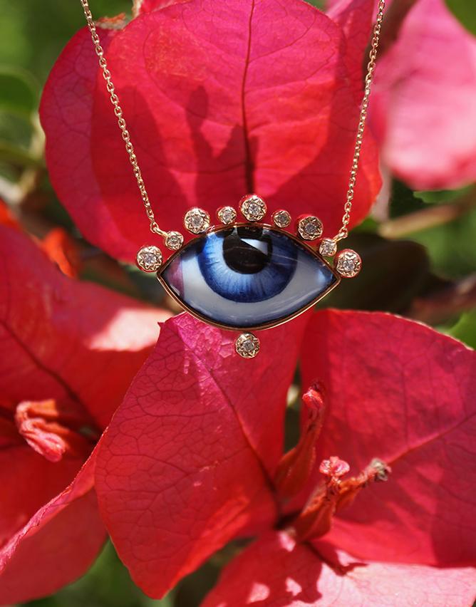 LITO-Russe Grande Verte Enamel Necklace-YELLOW GOLD