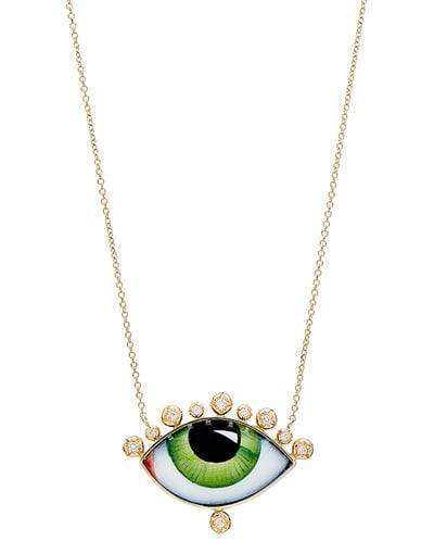 LITO-Russe Grande Verte Enamel Necklace-YELLOW GOLD
