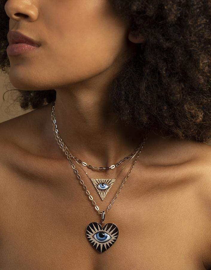 LITO-Grand Bleu Enamel and Diamond Pendant-YELLOW GOLD