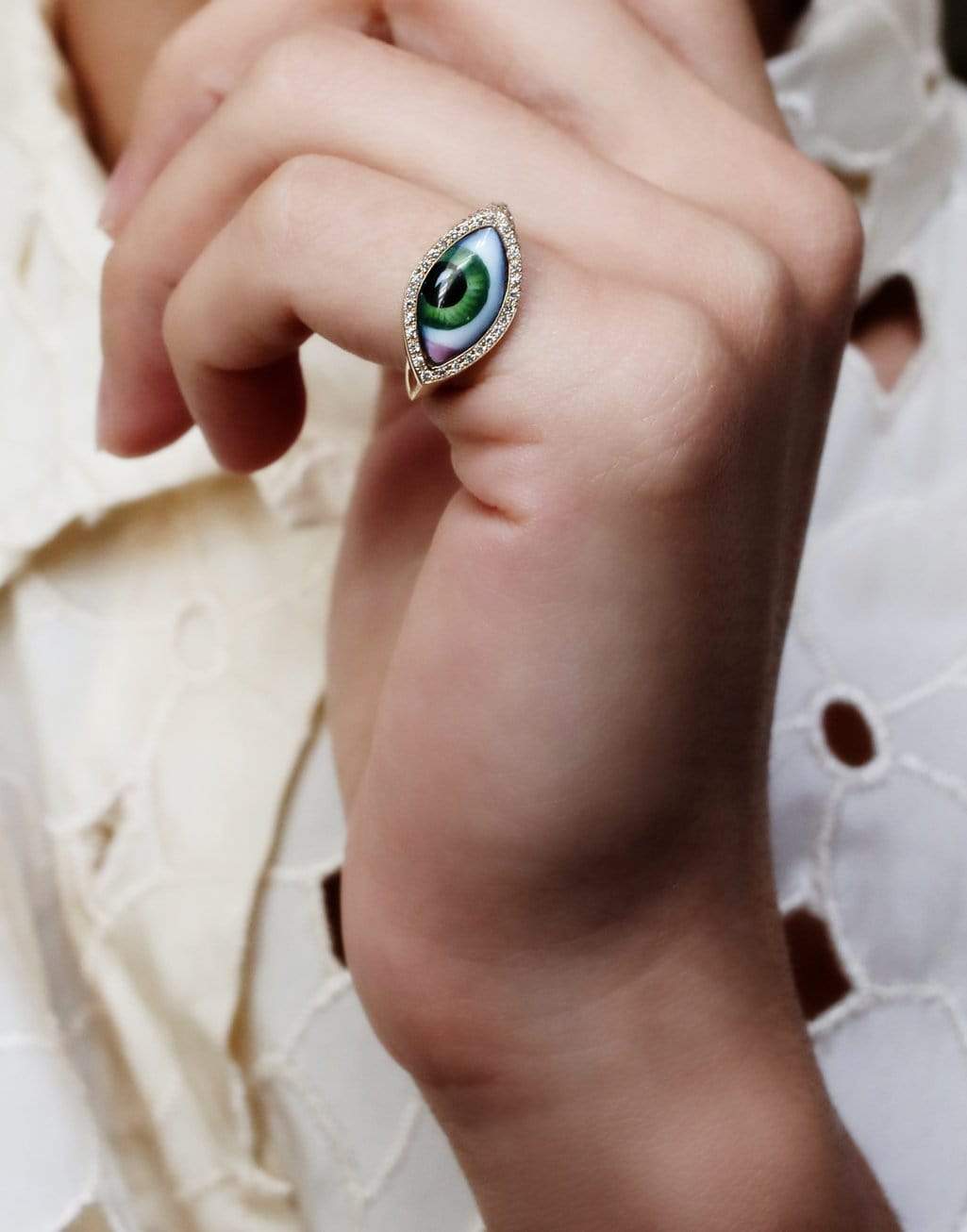 LITO-Petit Vert Chevalier Eye Diamond Ring-YELLOW GOLD