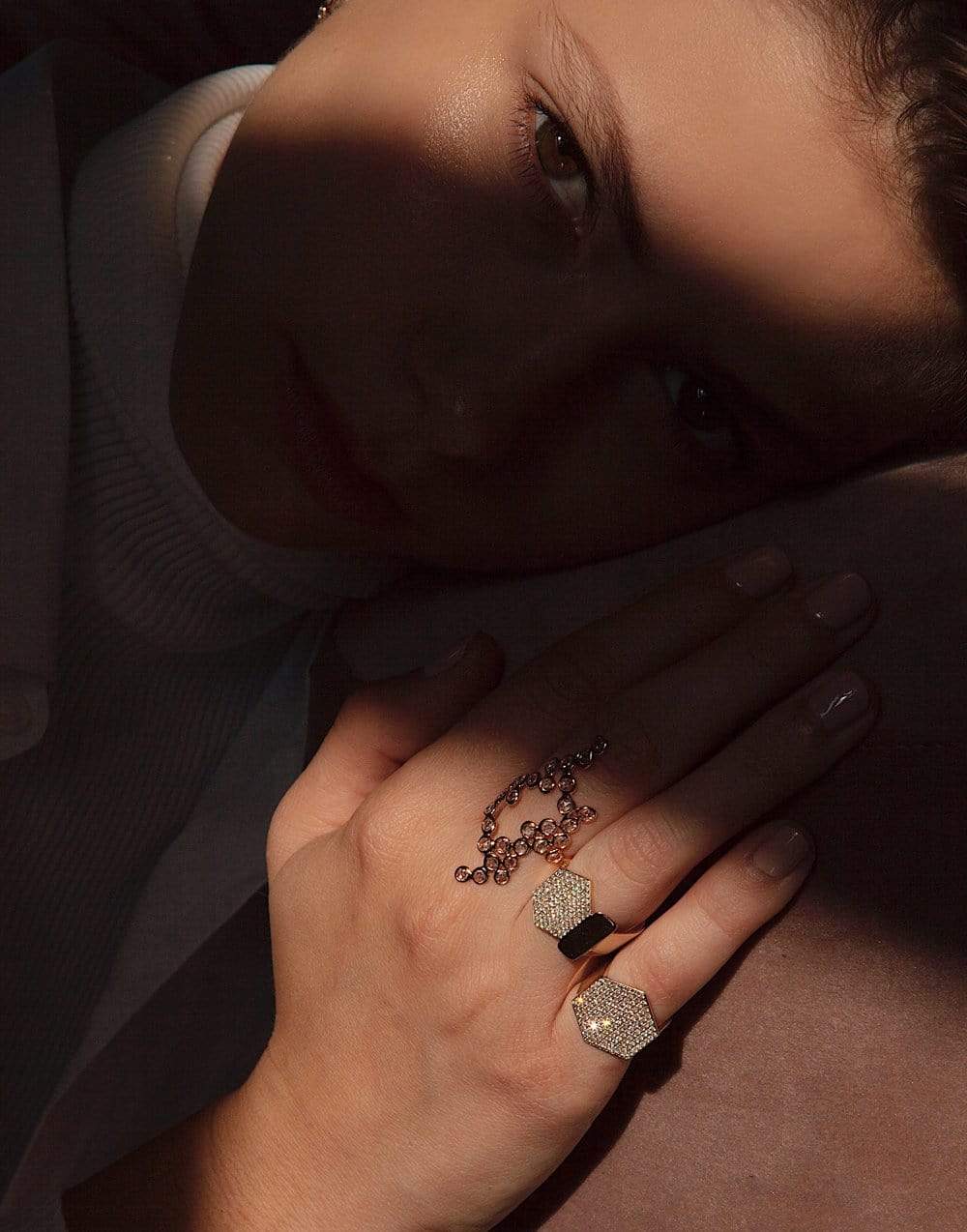 LITO-Hexagon Diamond Pave Ring-YELLOW GOLD