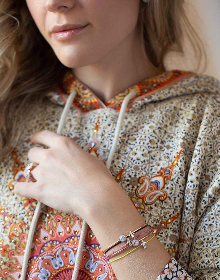 LITTLE ONES-Diamond Boy Rose Tourmaline Bead Bracelet-ROSE GOLD