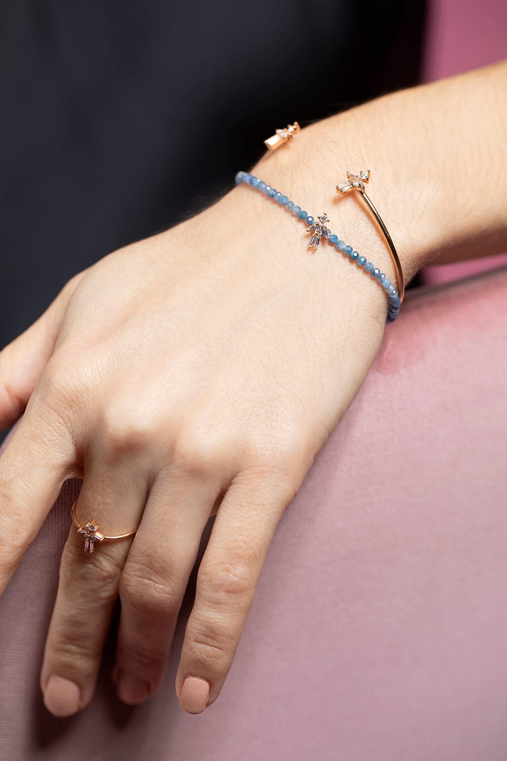 LITTLE ONES-Baguette Diamond Boy Bangle-WHITE GOLD
