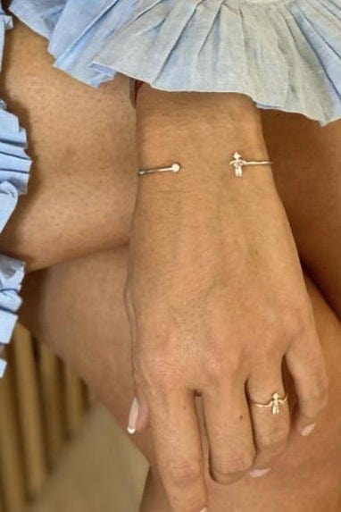 LITTLE ONES-Baguette Diamond Boy Bangle-WHITE GOLD