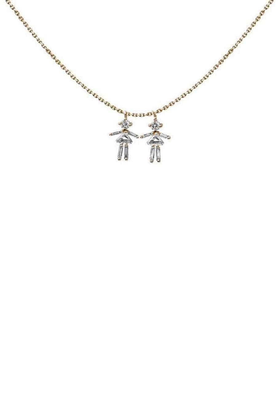 LITTLE ONES-Baguette Diamond Rose Gold Girl Necklace-ROSE GOLD