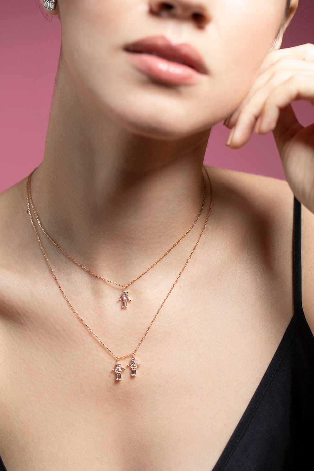 LITTLE ONES-Yellow Gold Baguette Diamond Boy Necklace-YELLOW GOLD