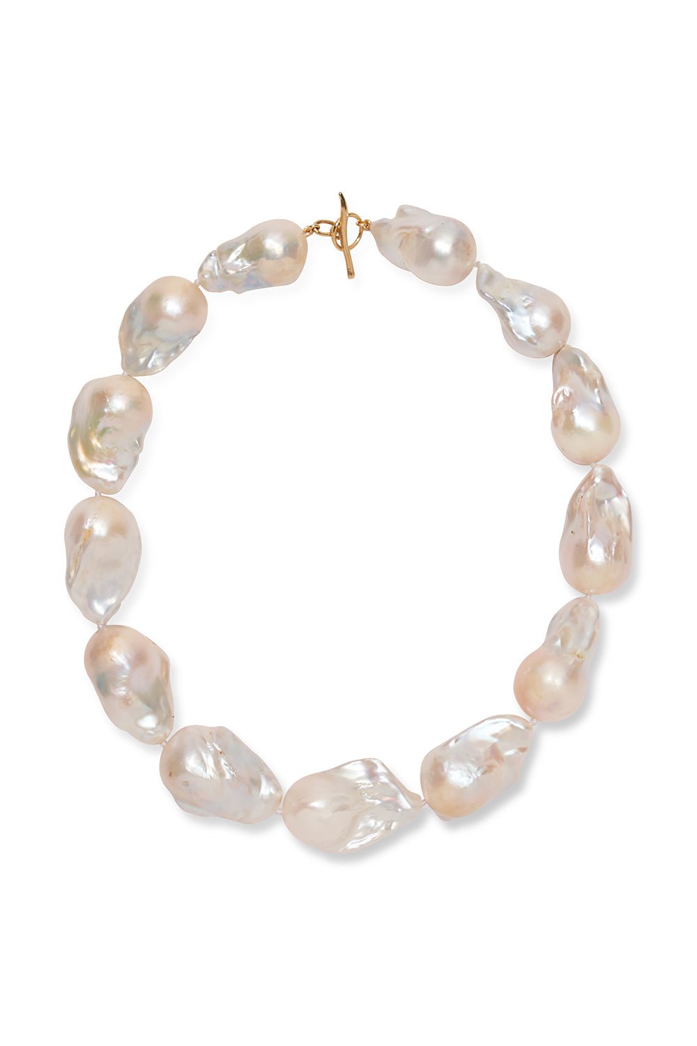 LIZZIE FORTUNATO FINE-Extra Large White Baroque Pearl Necklace-YELLOW GOLD