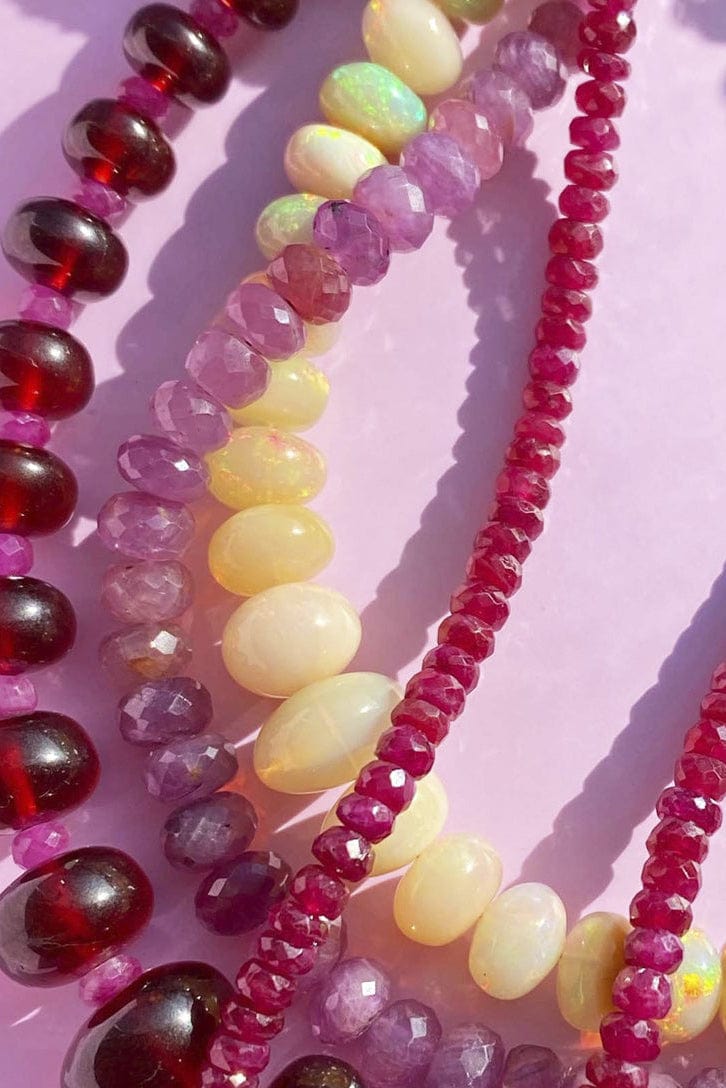 LIZZIE FORTUNATO FINE-Pink Sapphire Single Strand Necklace-YELLOW GOLD