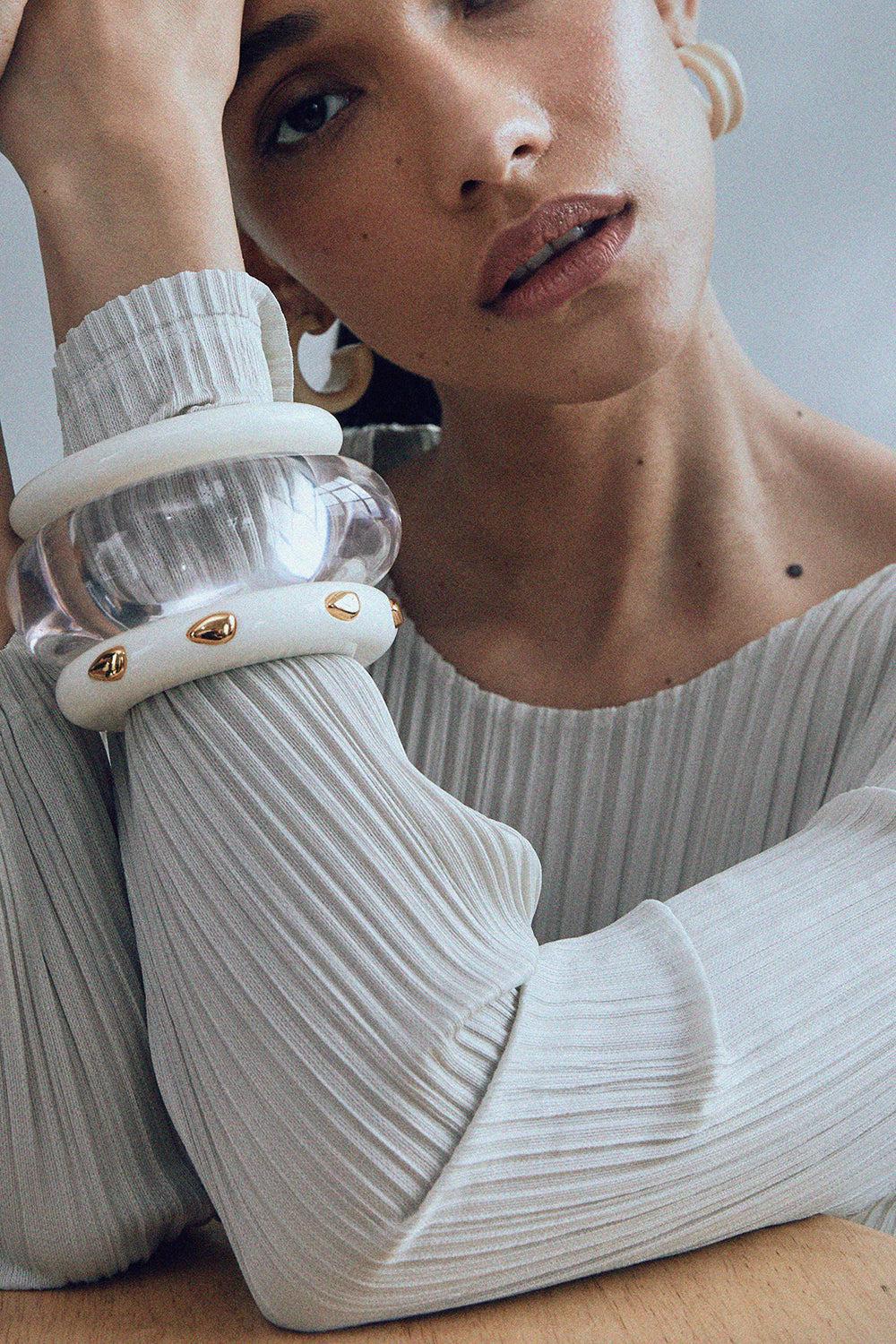 Alabaster Amber Ridge Cuff Bracelet-IVORY-JEWELRYBOUTIQUEBRACELET O-LIZZIE FORTUNATO