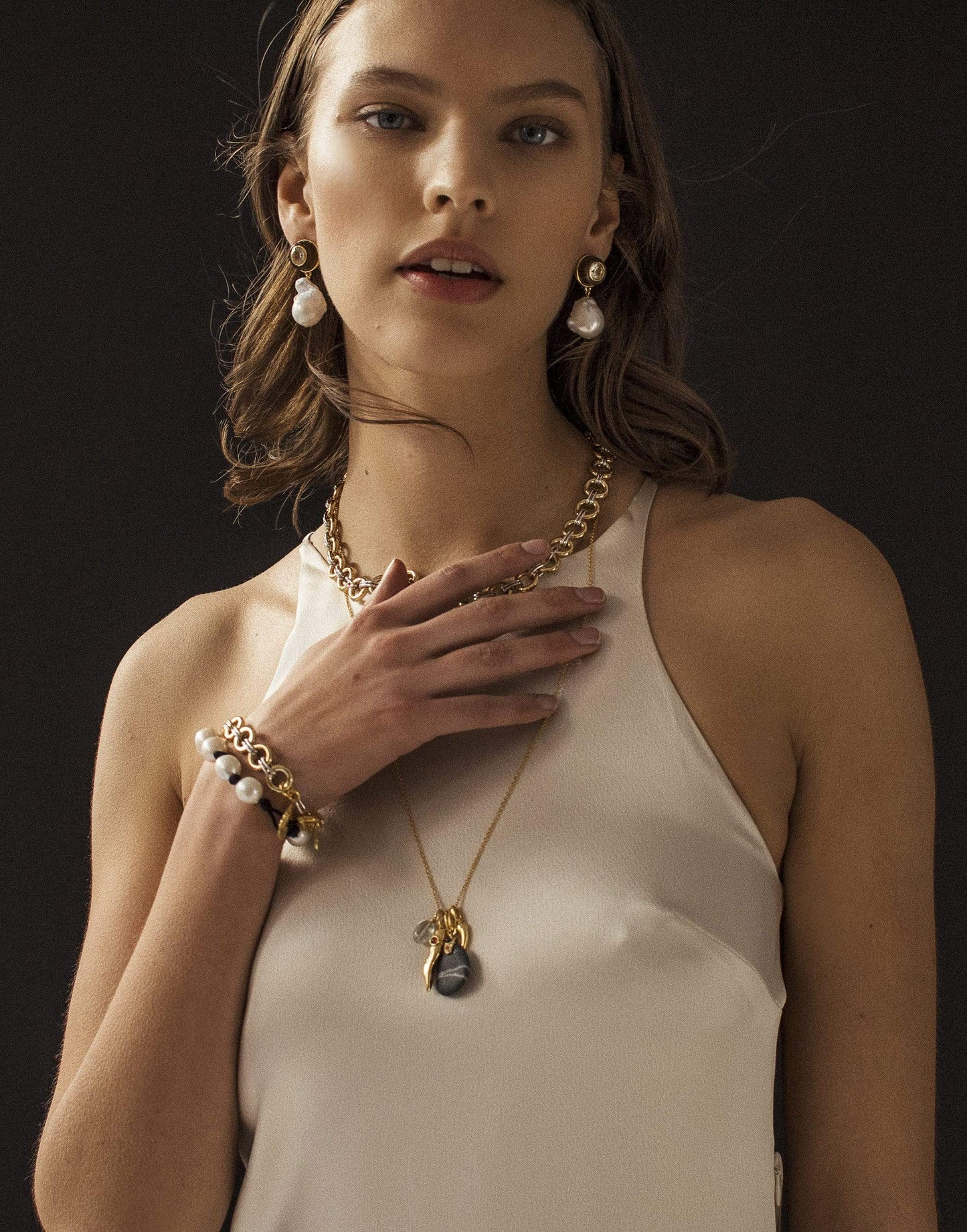 LIZZIE FORTUNATO-Duet Chain Bracelet-MULTI