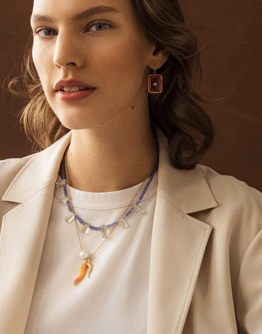 LIZZIE FORTUNATO-Amber Tile Earrings-AMBER