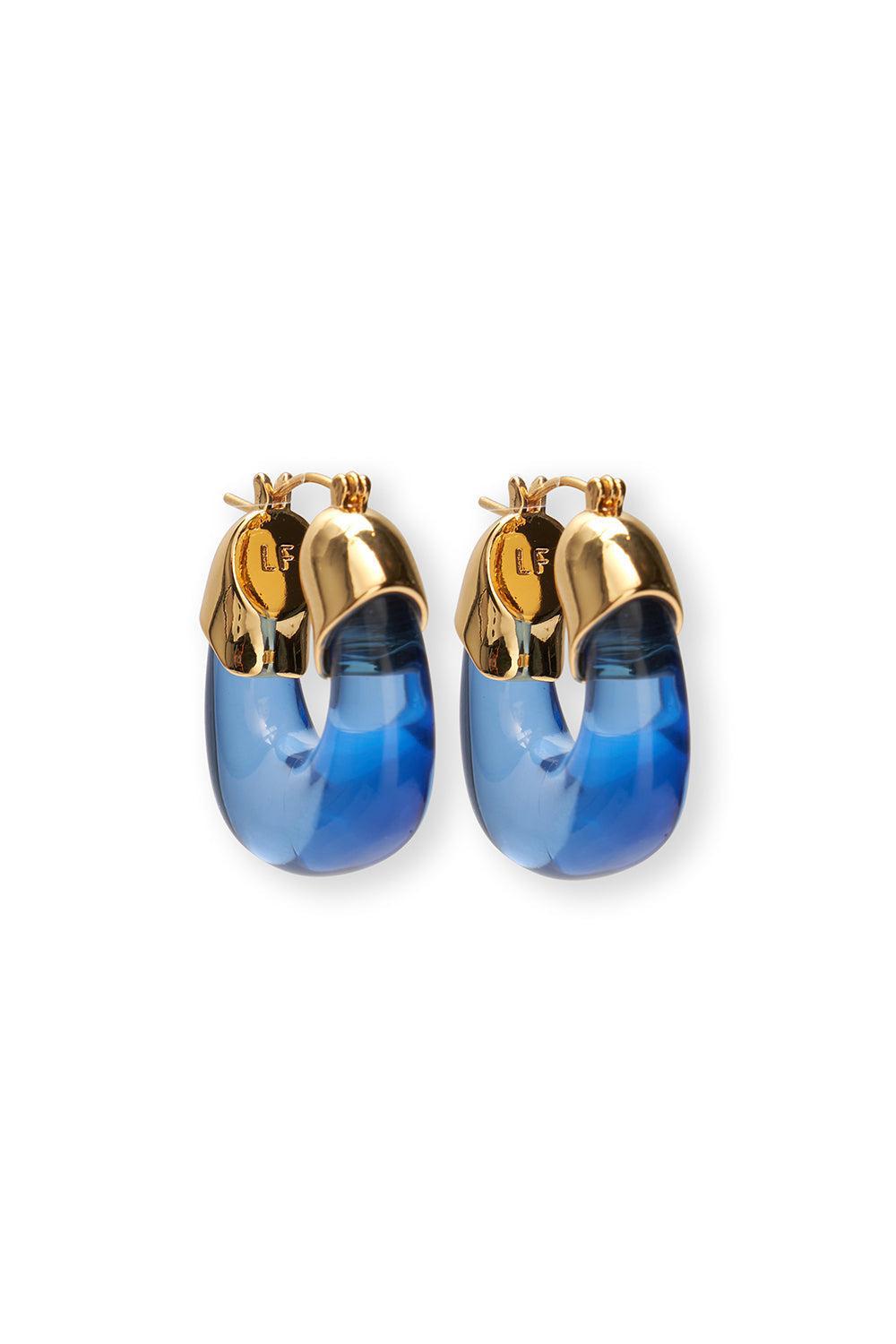 Electric Mini Organic Hoop Earrings-BLUE-JEWELRYBOUTIQUEEARRING-LIZZIE FORTUNATO