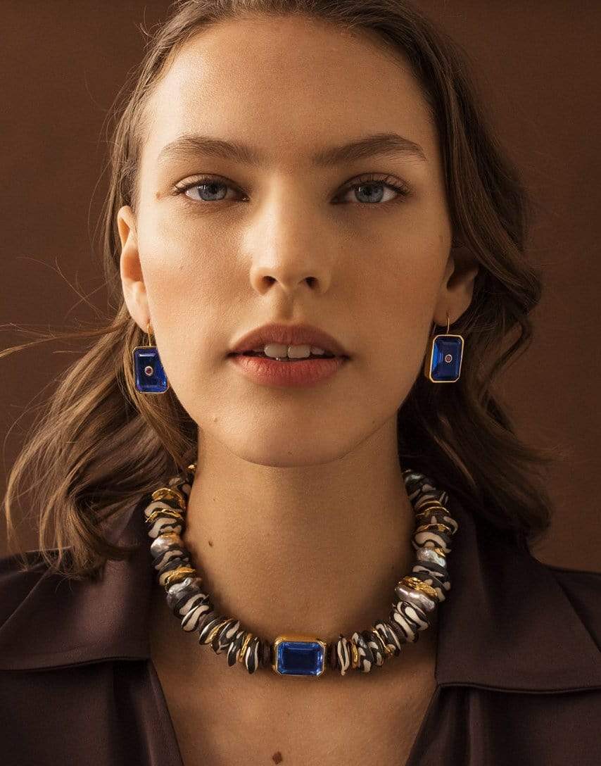 LIZZIE FORTUNATO-Tile Earrings in Royal-BLUE