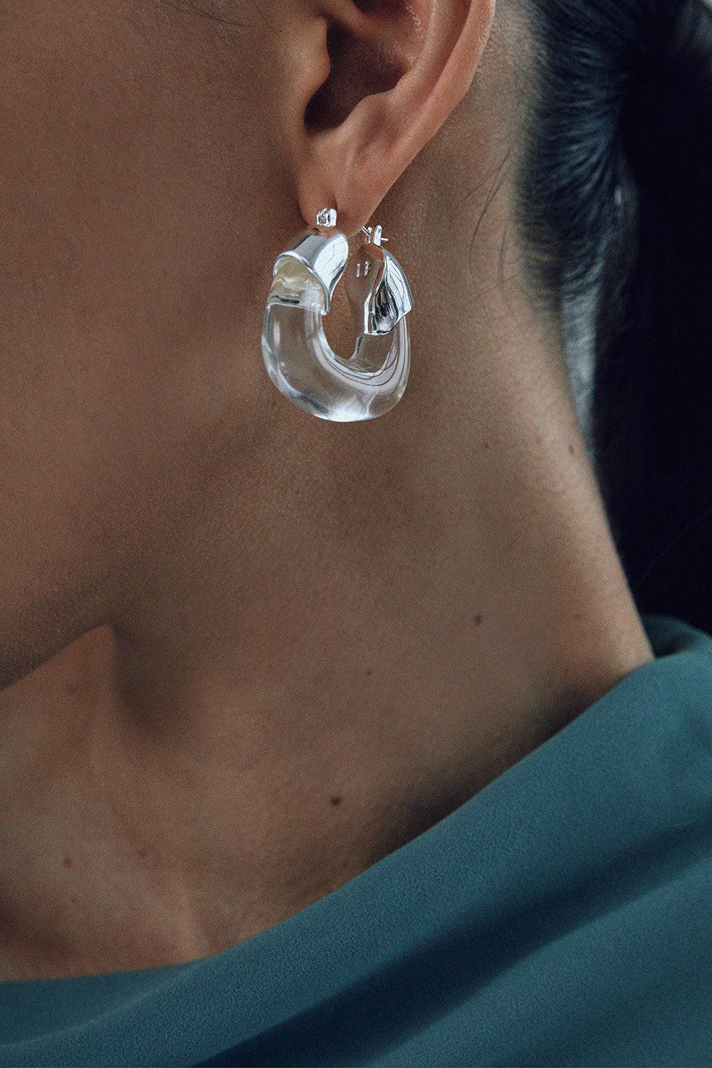 CLEAR ORGANIC HOOP EARRINGS-CLEAR-JEWELRYBOUTIQUEEARRING-LIZZIE FORTUNATO