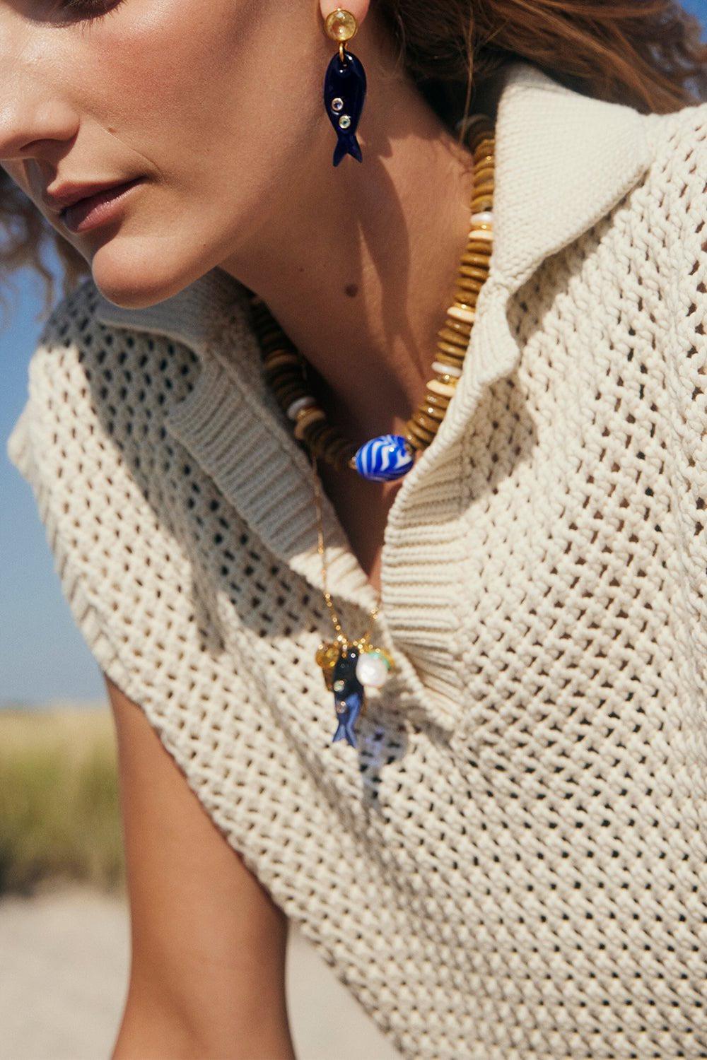 LIZZIE FORTUNATO-Fresh Catch Earrings-COBALT