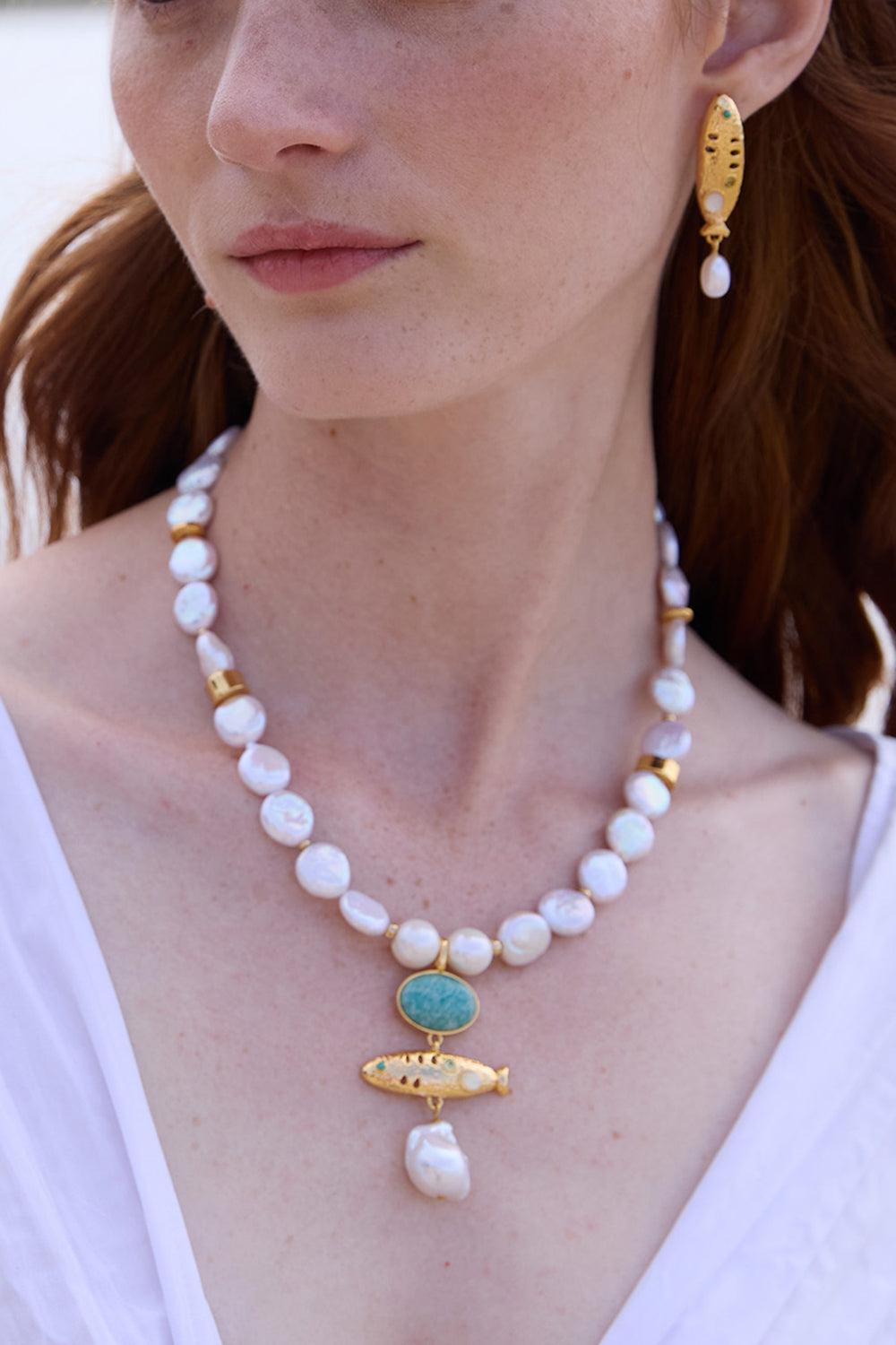 Sardinia Pearl Earrings-GOLD-JEWELRYBOUTIQUEEARRING-LIZZIE FORTUNATO