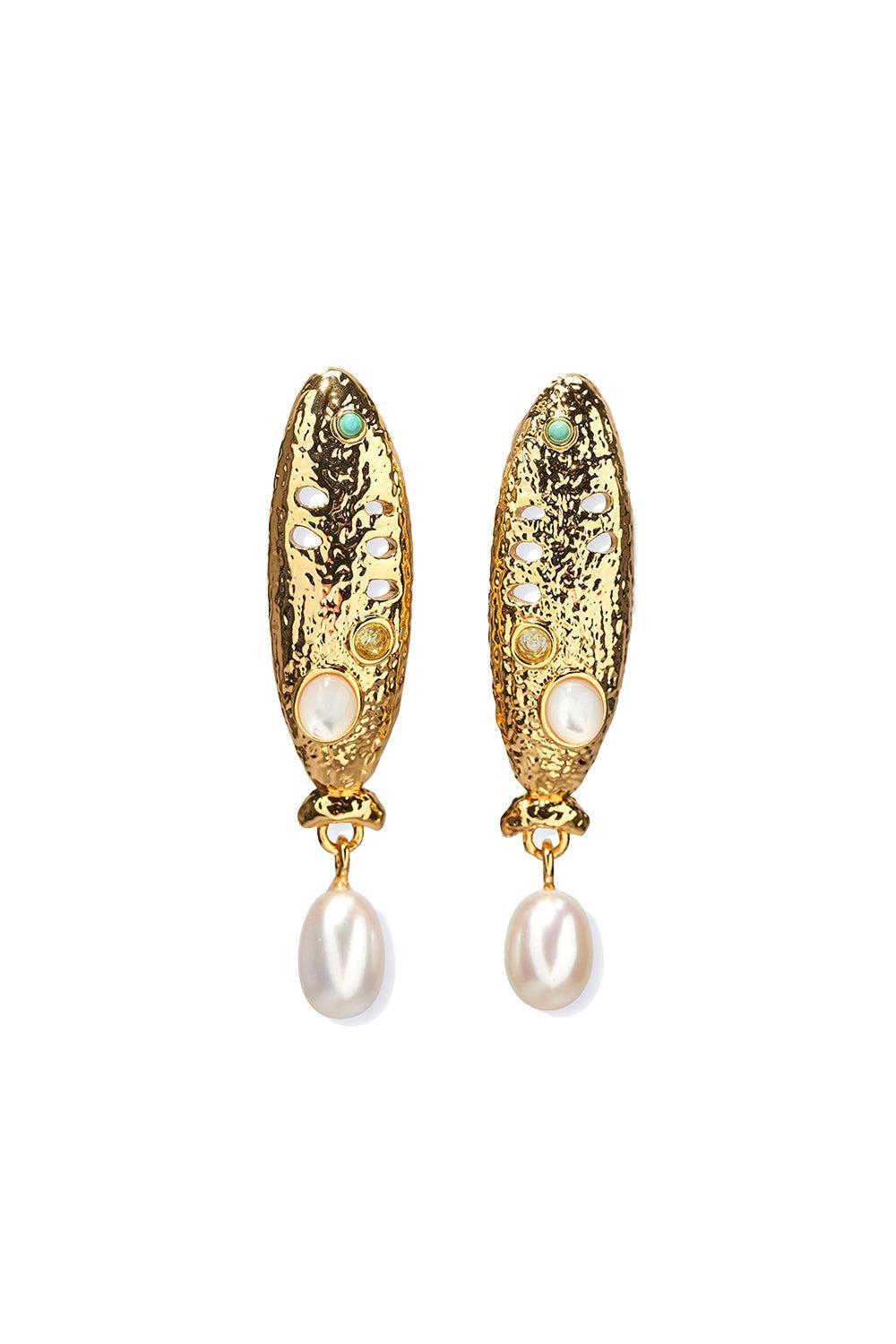 Sardinia Pearl Earrings-GOLD-JEWELRYBOUTIQUEEARRING-LIZZIE FORTUNATO
