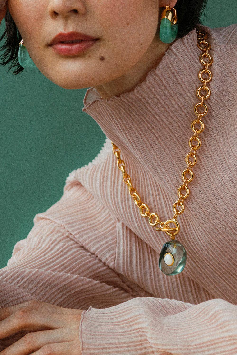 LIZZIE FORTUNATO-Organic Hoop Earrings-GREEN
