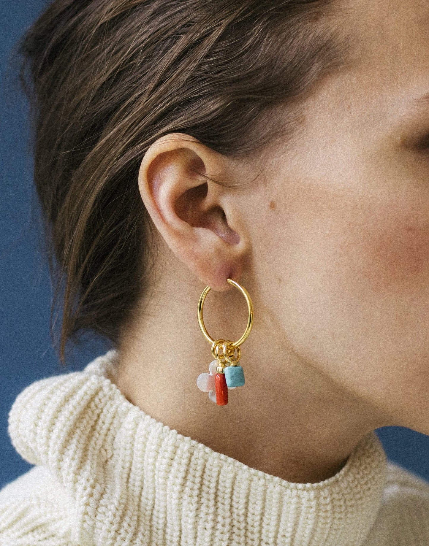 LIZZIE FORTUNATO-Artifact Hoop Earrings-MULTI