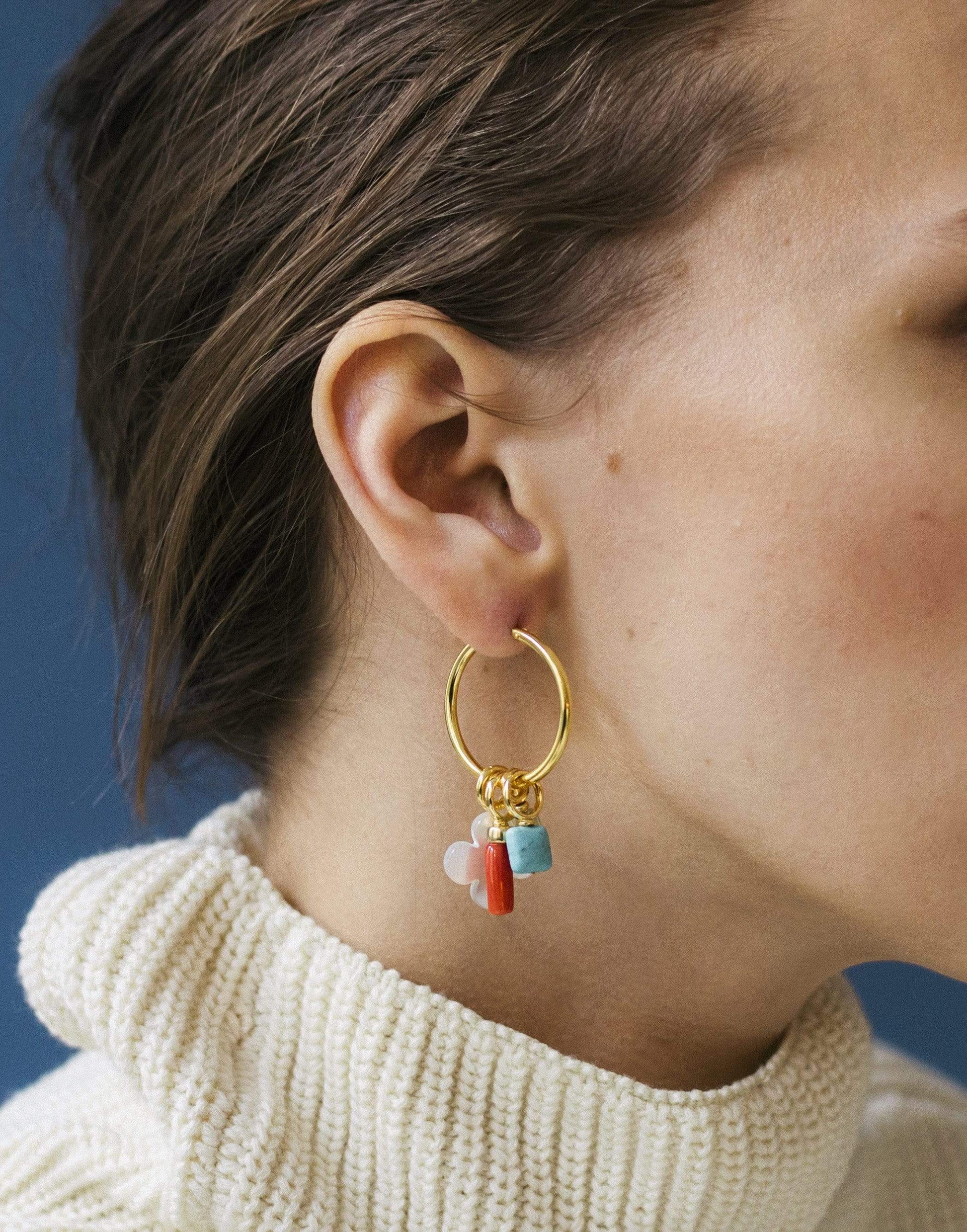 LIZZIE FORTUNATO-Artifact Hoop Earrings-MULTI