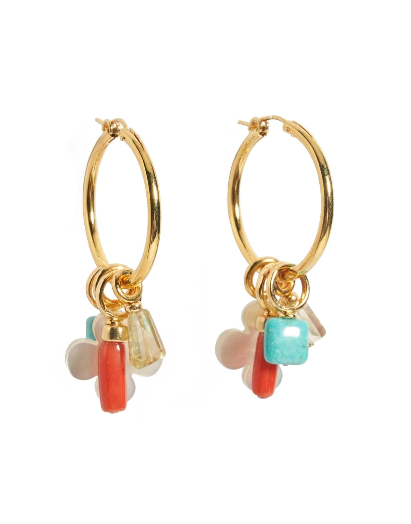 LIZZIE FORTUNATO-Artifact Hoop Earrings-MULTI