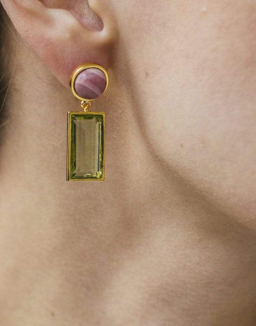 LIZZIE FORTUNATO-Crystal Column Earrings-MULTI