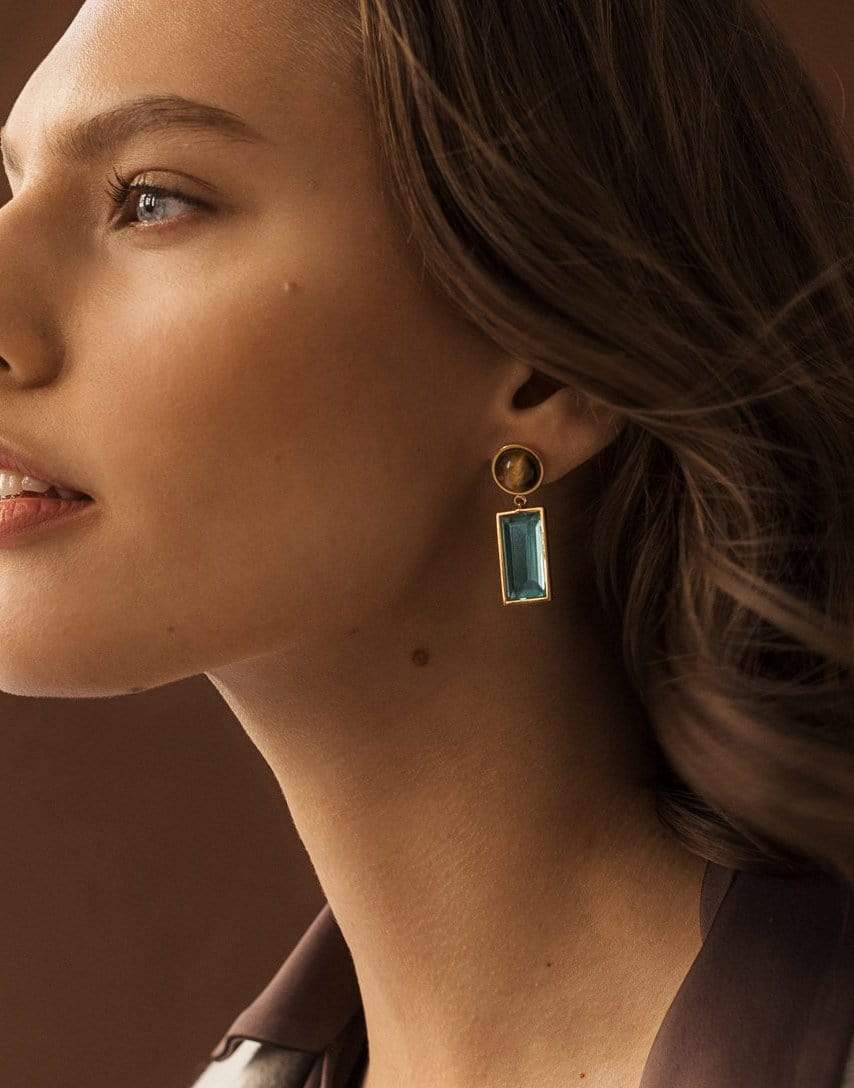 LIZZIE FORTUNATO-Crystal Column Earrings in Ocean-MULTI