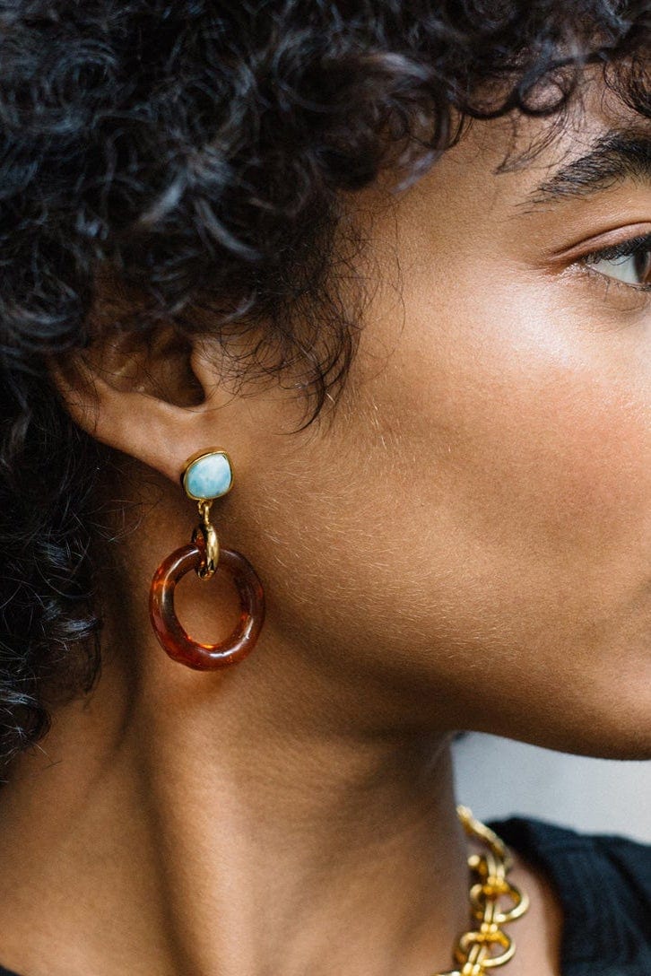 LIZZIE FORTUNATO-Larimar Hoop Earrings-MULTI