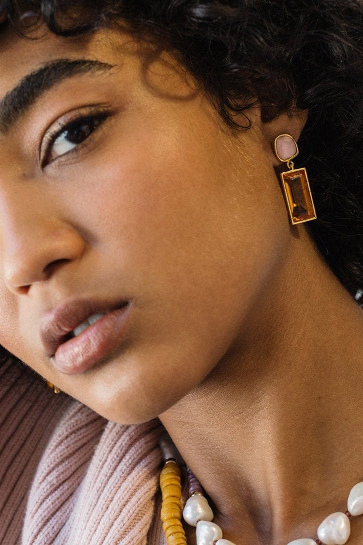 LIZZIE FORTUNATO-Sunset Crystal Column Earrings-MULTI