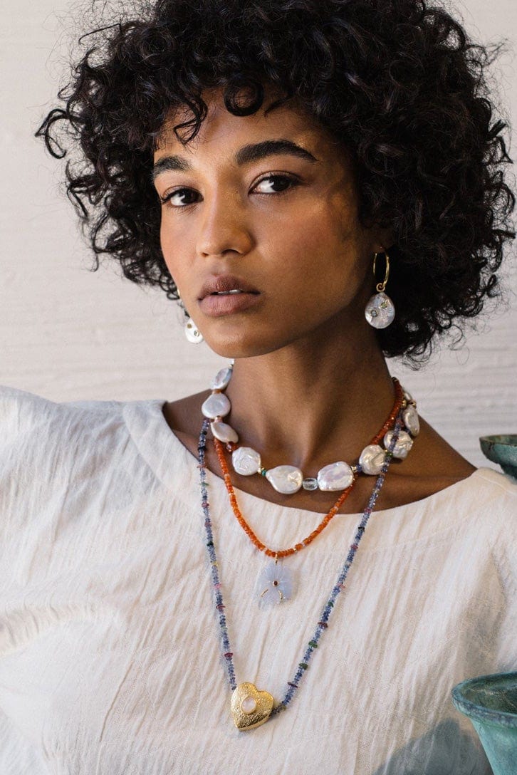 LIZZIE FORTUNATO-Azure Pearl Hoops-PEARL