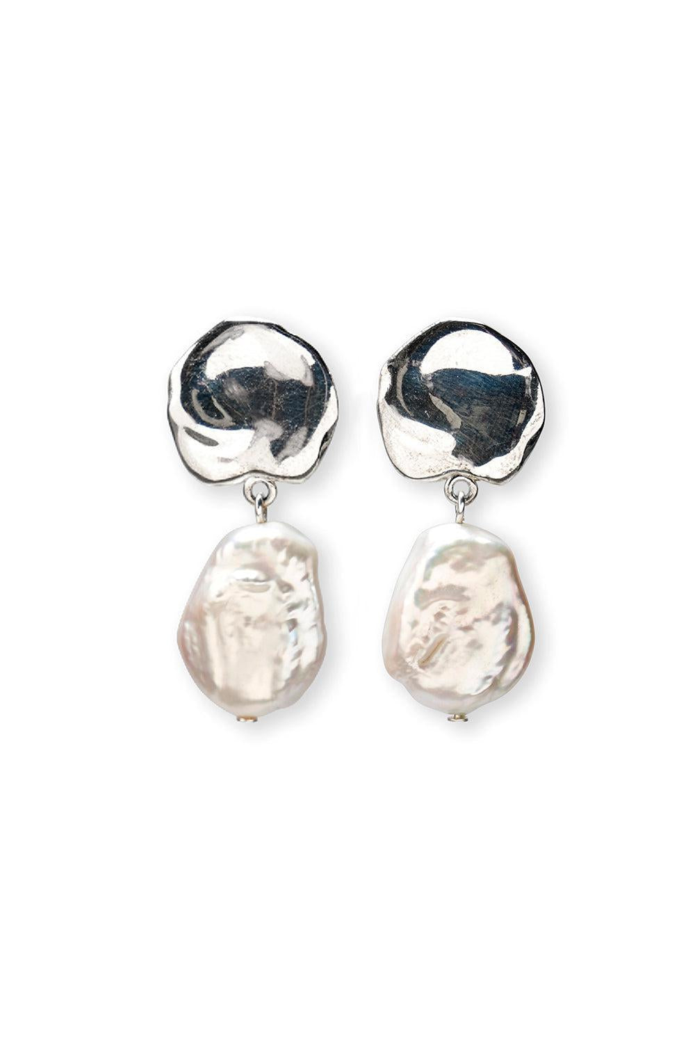 Coin Reflection Earrings-PEARL-JEWELRYBOUTIQUEEARRING-LIZZIE FORTUNATO