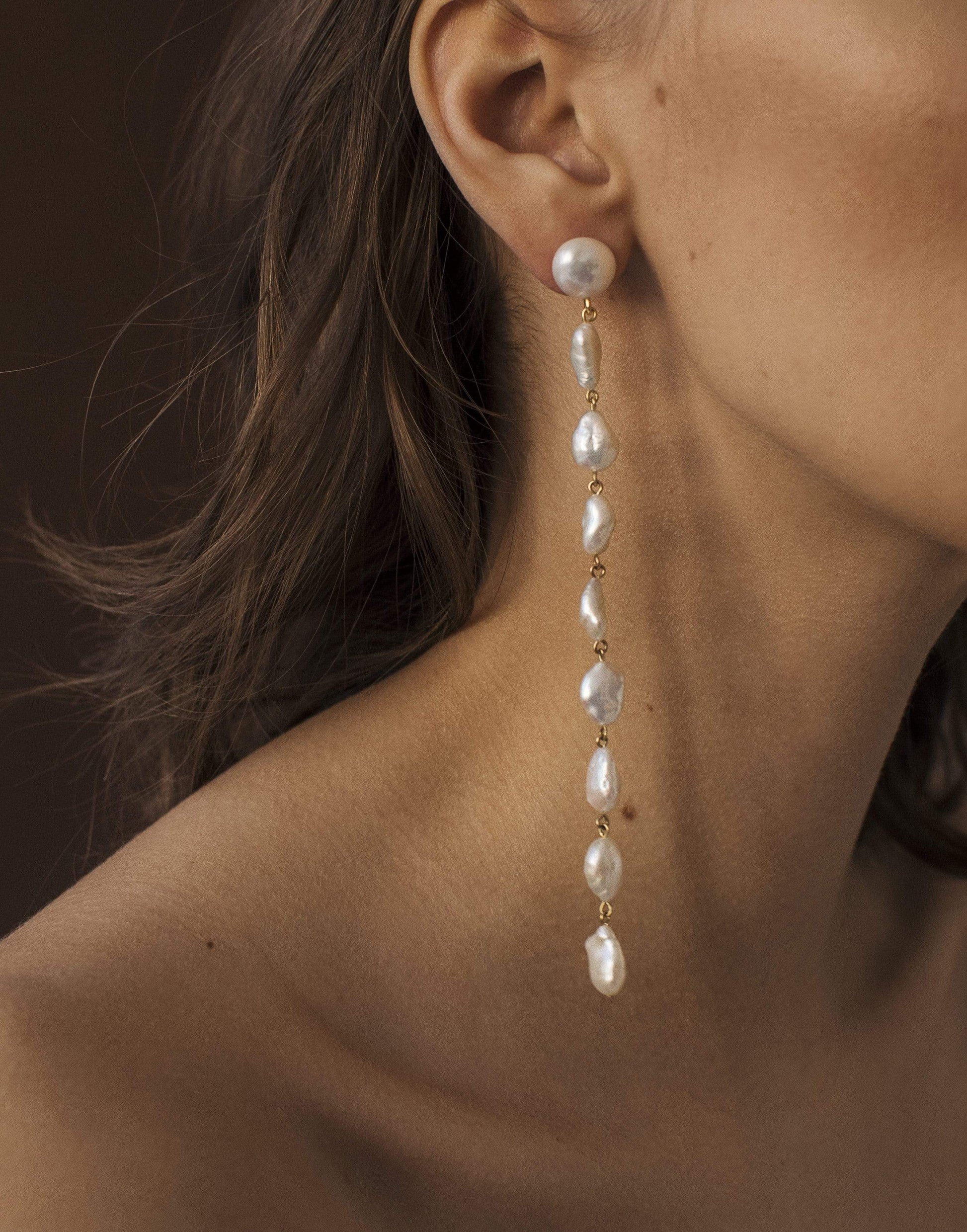LIZZIE FORTUNATO-Long Cairo Earrings-PEARL