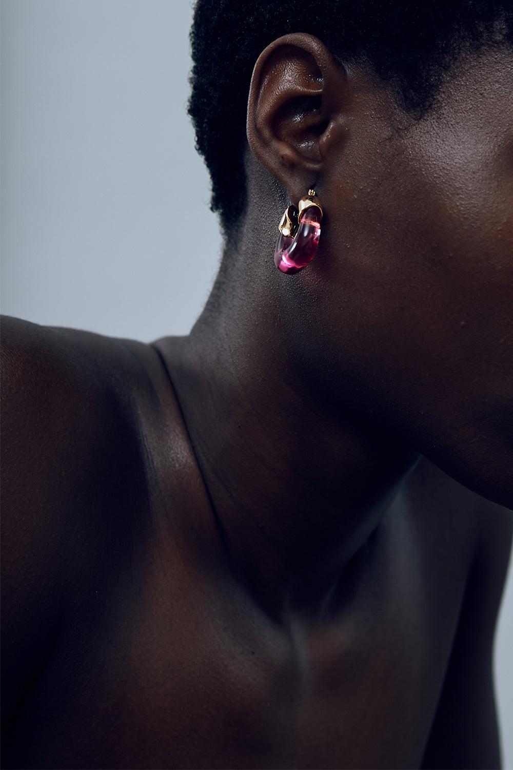 Flamingo Organic Hoop Earrings-PINK-JEWELRYBOUTIQUEEARRING-LIZZIE FORTUNATO