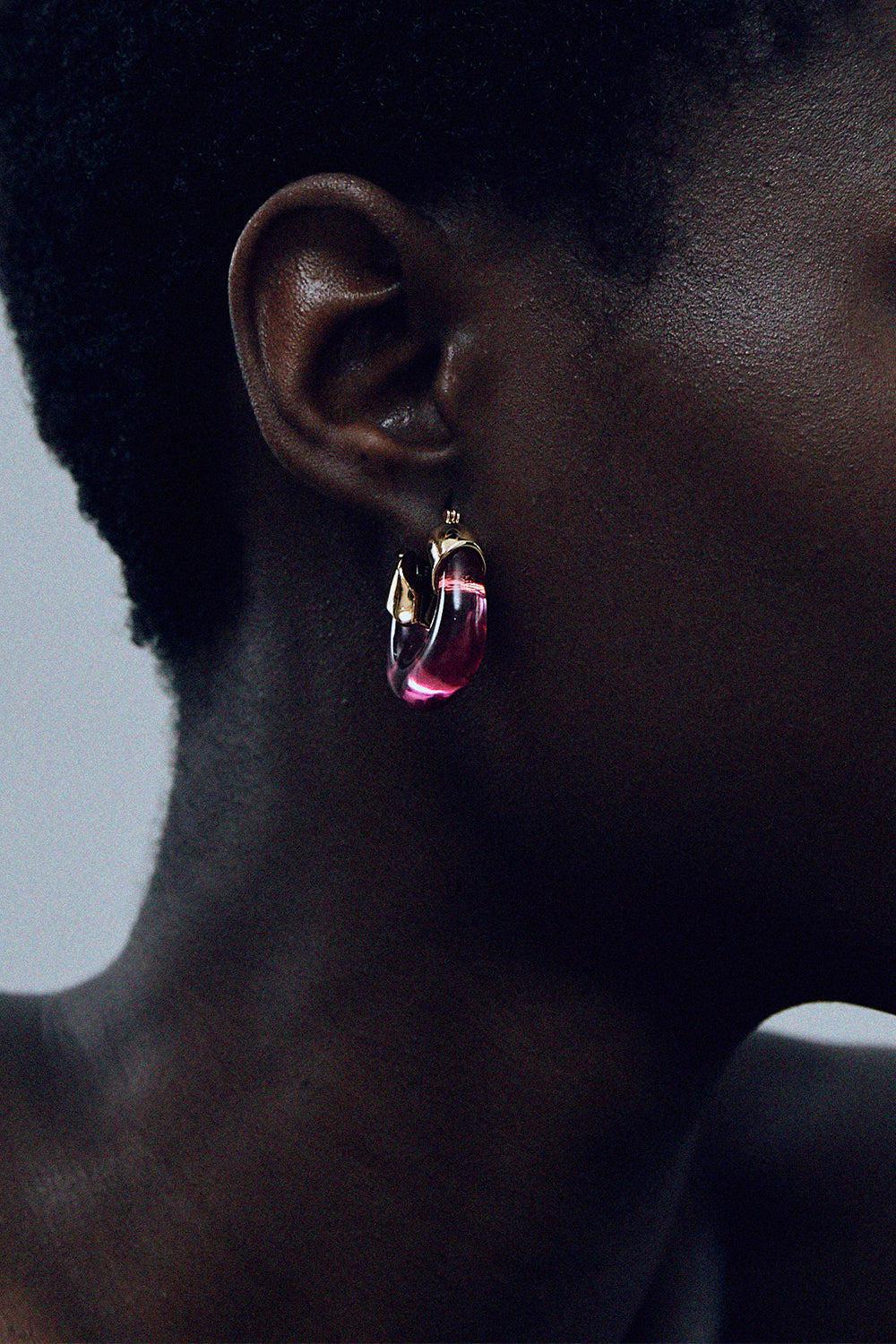Flamingo Organic Hoop Earrings-PINK-JEWELRYBOUTIQUEEARRING-LIZZIE FORTUNATO