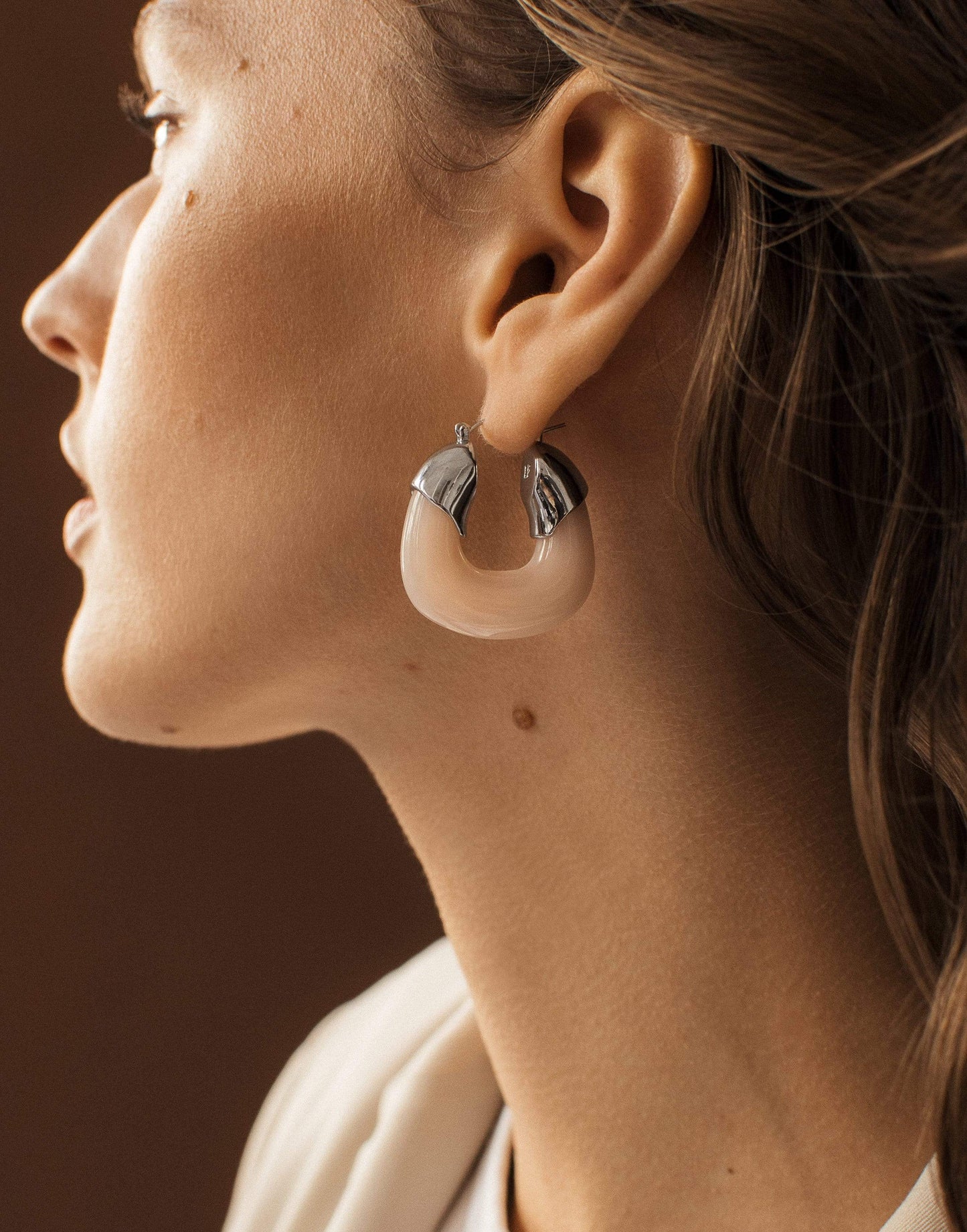 LIZZIE FORTUNATO-Organic Hoops - Pink Marble-PINK