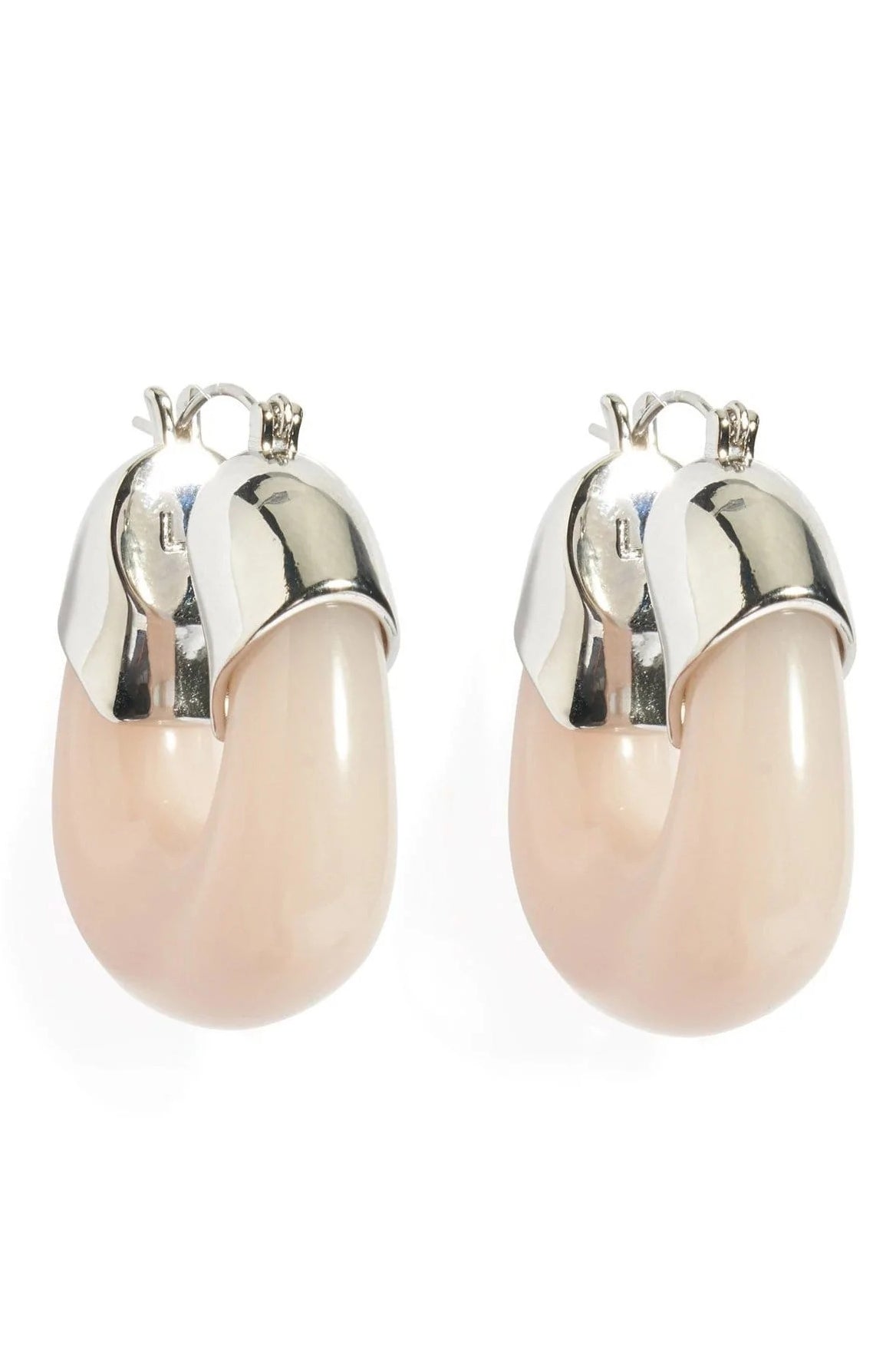 LIZZIE FORTUNATO-Silver Dove Organic Hoops-PINK