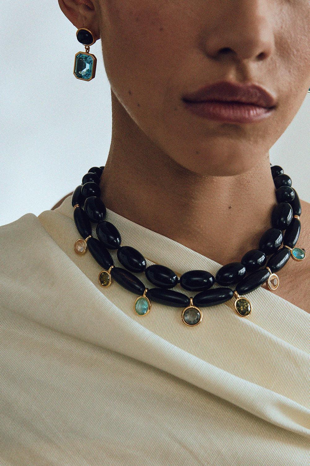 ELEGANCE CRAFT COLLAR NECKLACE-BLACK-15-JEWELRYBOUTIQUENECKLACE O-LIZZIE FORTUNATO